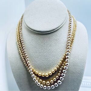 Vintage Sterling Clasps Two Cream Pearl Necklaces Lot